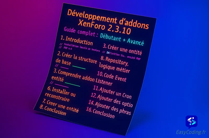 Développer un addon XenForo 2.3.10 : Guide complet débutant