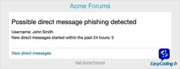AndyB Direct message phishing detect